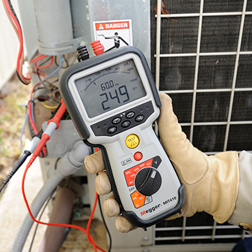 insulation tester in use