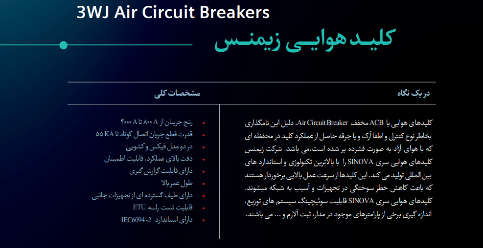 مشخصات فنی کلید هوایی زیمنس