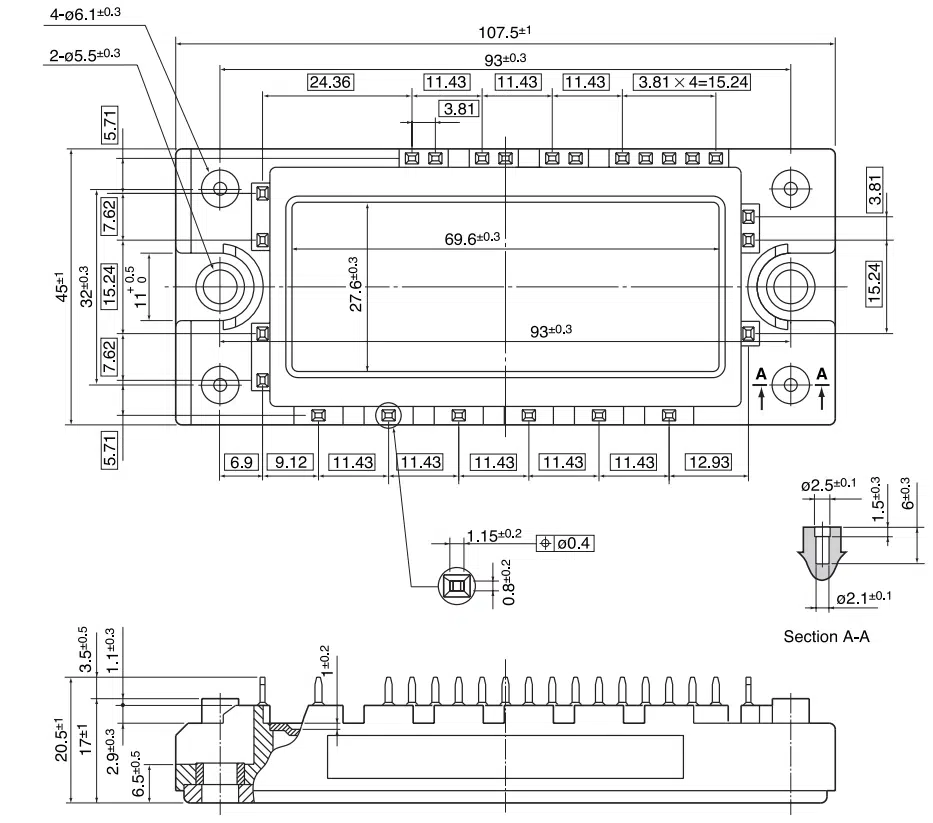 ابعاد آی جی بی تی 7MBR25SA120
